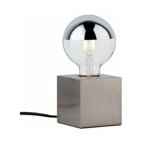 Promo ???? PAULMANN Lampe à Poser Kura - 20W - E27 - Sans Ampoule - Dimmable - Acier Brossé - Gris (tout Métal) ???? 2 Promo ???? PAULMANN Lampe à Poser Kura - 20W - E27 - Sans Ampoule - Dimmable - Acier Brossé - Gris (tout Métal) ???? – Image 2