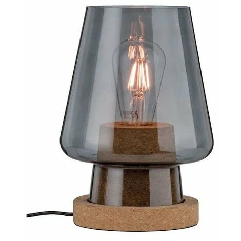 Sortie ???? PAULMANN Lampe à Poser Iben - 20W - E27 - Sans Ampoule - Dimmable - Verre Fumé/Liège - Autres Couleurs ???? 3 Sortie ???? PAULMANN Lampe à Poser Iben - 20W - E27 - Sans Ampoule - Dimmable - Verre Fumé/Liège - Autres Couleurs ???? – Image 3
