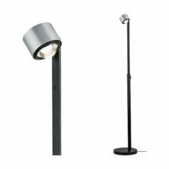 Vente flash ⌛ PAULMANN Lampadaire LED Aldan - 15,5W - 2700K - 880lm - Dimmable - Noir/Alu Brossé - Gris (tout Métal) ❤️