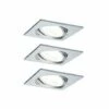 Remise ???? PAULMANN Kit De 3 Spots Encastrés LED Nova - Carré - GU10 - Aluminium - 6,5W - 2700K - IP23 - Avec Ampoule - Gris / Métallique ????