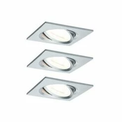 Remise ???? PAULMANN Kit De 3 Spots Encastrés LED Nova - Carré - GU10 - Aluminium - 6,5W - 2700K - IP23 - Avec Ampoule - Gris / Métallique ????