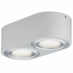 Meilleure affaire ???? PAULMANN Plafonnier LED Argun 2 Flammes- 9.6W - 3000K - Blanc Alu Brossé - Dimmable - Gris (tout Métal) ????