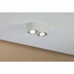 Meilleure affaire ???? PAULMANN Plafonnier LED Argun 2 Flammes- 9.6W - 3000K - Blanc Alu Brossé - Dimmable - Gris (tout Métal) ???? -PAULMANN Sales 15383845 3