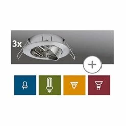 Sortie ✨ PAULMANN Kit De 3 Encastrés, Orientable, Max. 3x50W, 51mm, Acier Brossé/Alu Zinc ????