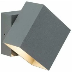 Remise ???? PAULMANN Applique Murale LED En Saillie Cybo - Grise - 2 X 3W - 2700K - IP65 - 100 X 100mm - Non Dimmable - Gris (tout Métal) ???? -PAULMANN Sales 4509350 3