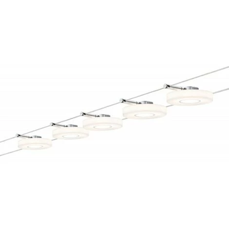 Tout neuf ❤️ PAULMANN Kit Complet Fourni Avec 5 Spots DiscLed I Sur Câbles - 5x4W - 2700°K - 200lm - Chrome/satin - Non Dimmable ✔️ 1 Tout neuf ❤️ PAULMANN Kit Complet Fourni Avec 5 Spots DiscLed I Sur Câbles - 5x4W - 2700°K - 200lm - Chrome/satin - Non Dimmable ✔️