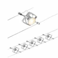 Meilleure vente ⭐ Spots Sur Câble Tendu Kit Mac 2 WIRE Sans Ampoules Paulmann - Leds - Chromé Mat - 5X10W - 230/12 V - Chrome ✨