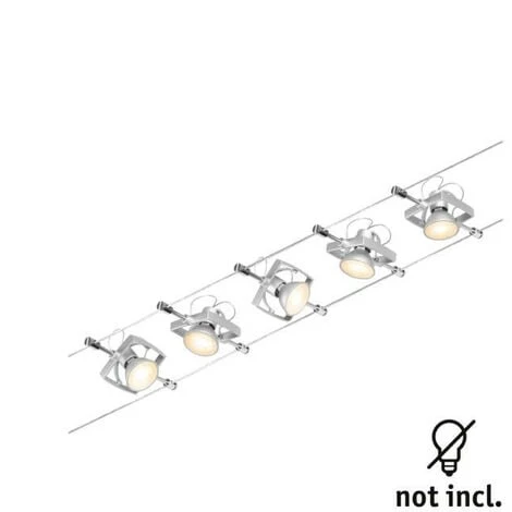Meilleure vente ⭐ Spots Sur Câble Tendu Kit Mac 2 WIRE Sans Ampoules Paulmann - Leds - Chromé Mat - 5X10W - 230/12 V - Chrome ✨ 2 Meilleure vente ⭐ Spots Sur Câble Tendu Kit Mac 2 WIRE Sans Ampoules Paulmann - Leds - Chromé Mat - 5X10W - 230/12 V - Chrome ✨ – Image 2