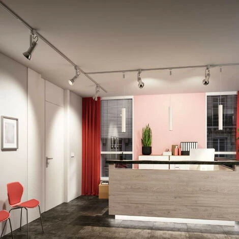 Grosses soldes ✨ Spot Sur Rail Apol II URail Paulmann - 50W Max - E27 - Dimmable - Chrome Dépoli - Chrome ⌛ 2 Grosses soldes ✨ Spot Sur Rail Apol II URail Paulmann - 50W Max - E27 - Dimmable - Chrome Dépoli - Chrome ⌛ – Image 2